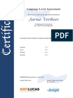 Certificaat Language Level Assessment - Voortgangstest Van Jarno Verhees