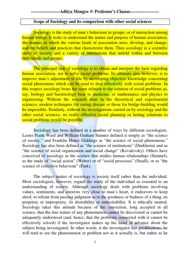 3 Scope Of The Subject And Comparison With Other Social Sciences