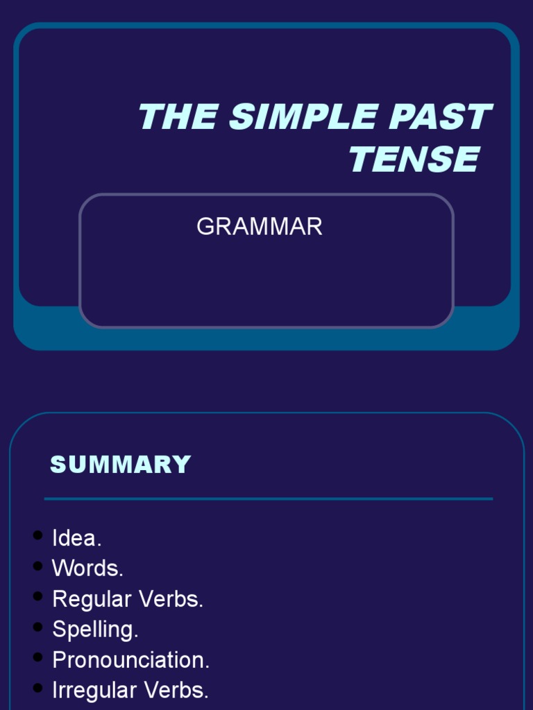 The Simple Past Tense Grammar PDF Verb Language Mechanics