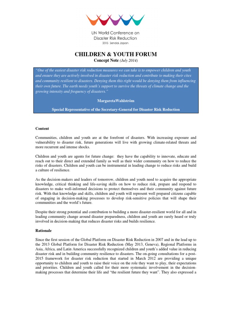 Children and Youth in Disaster Resilience | PDF | Disaster Risk ...