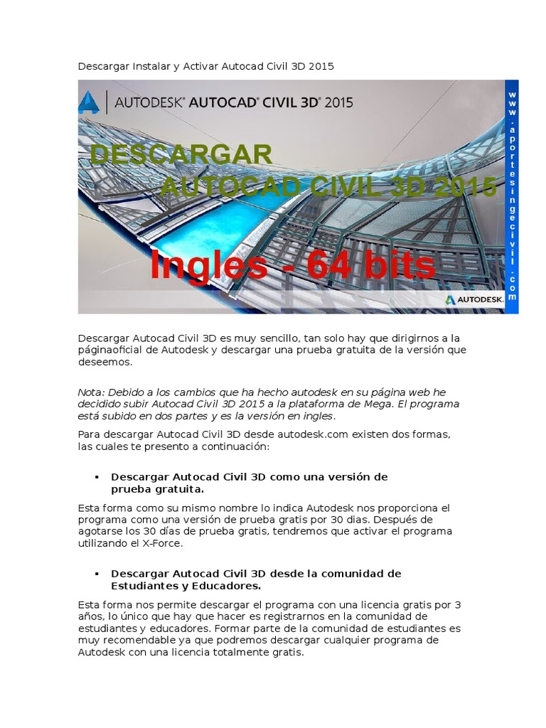 Como Descargar Civil 3d Para Estudiante