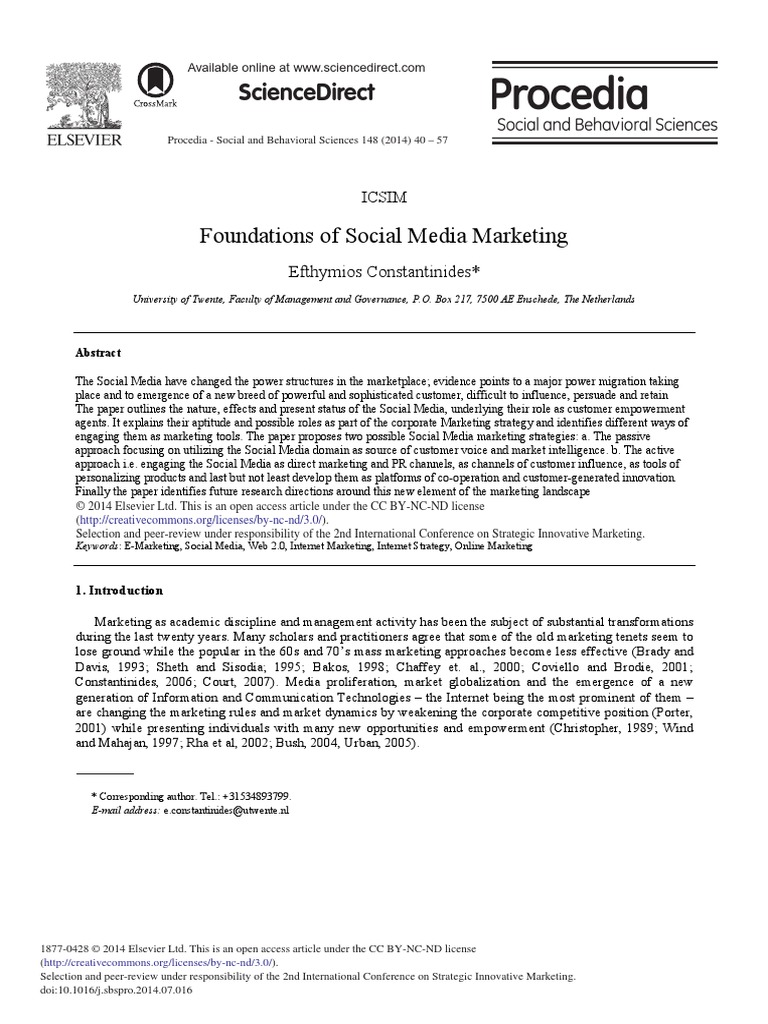 Foundations of Social Media Marketing | PDF | Business | Social Science