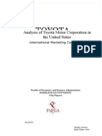 Analysis of Toyota Motor Corporation in The United States