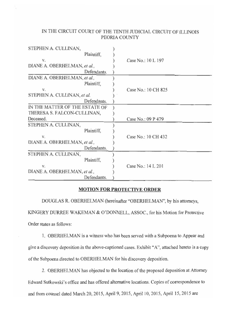 Motion for protective order pdf deposition law discovery law 