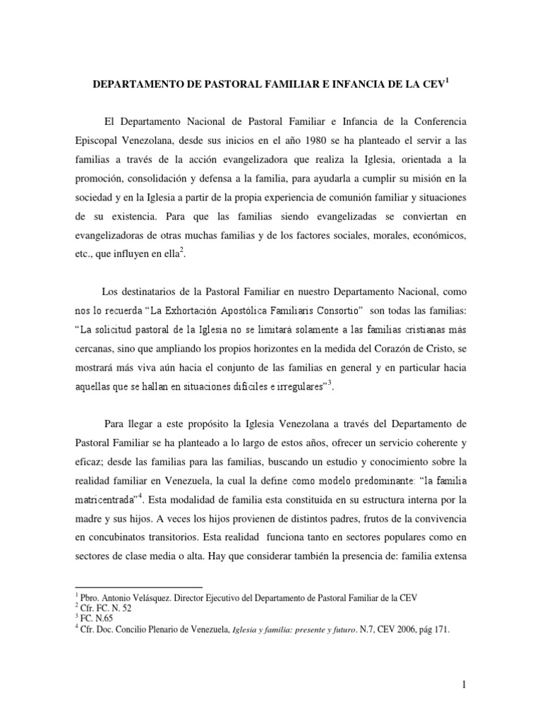 Pastoral Familiar en Venezuela | PDF | Familia | Iglesia Católica
