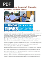 Who's Delaying The Probe Champika Threatens To Reveal Names