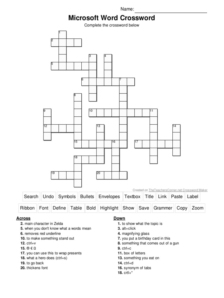 Microsoft word crossword pdf