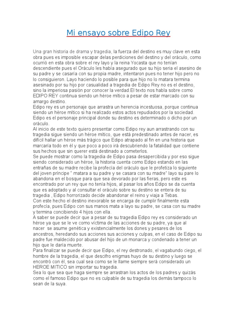 Mi ensayo sobre Edipo Rey.docx Edipo Destino