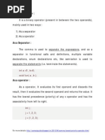 Comma Operator:: Int A 5, B 6 Void Fun (A, B)