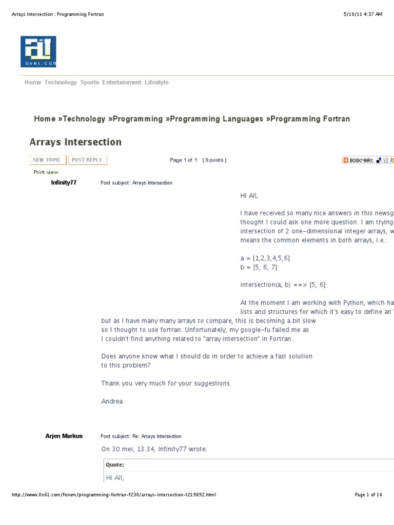 Arrays Intersection: Programming Fortran | PDF | Array Data Type ...