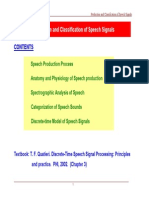 Production and Classification of Speech Signals