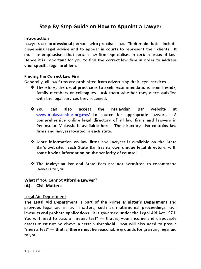 StepByStep Guide On How To Appoint A Lawyer PDF Legal Aid Lawyer