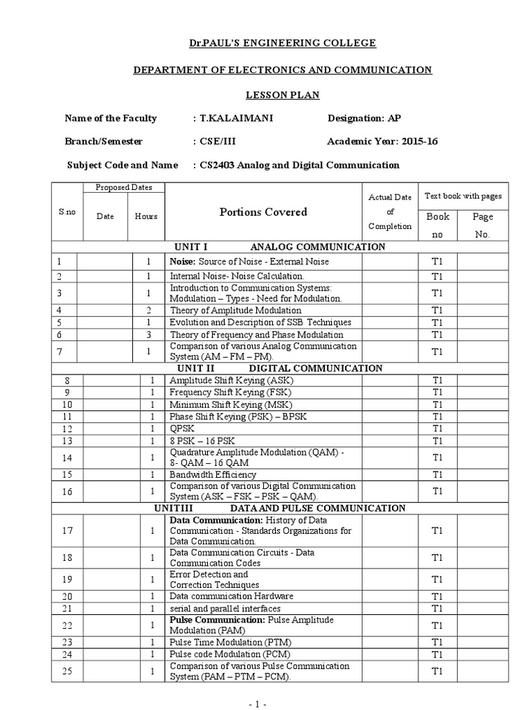 Adc Lesson Plan PDF Modulation Forward Error Correction