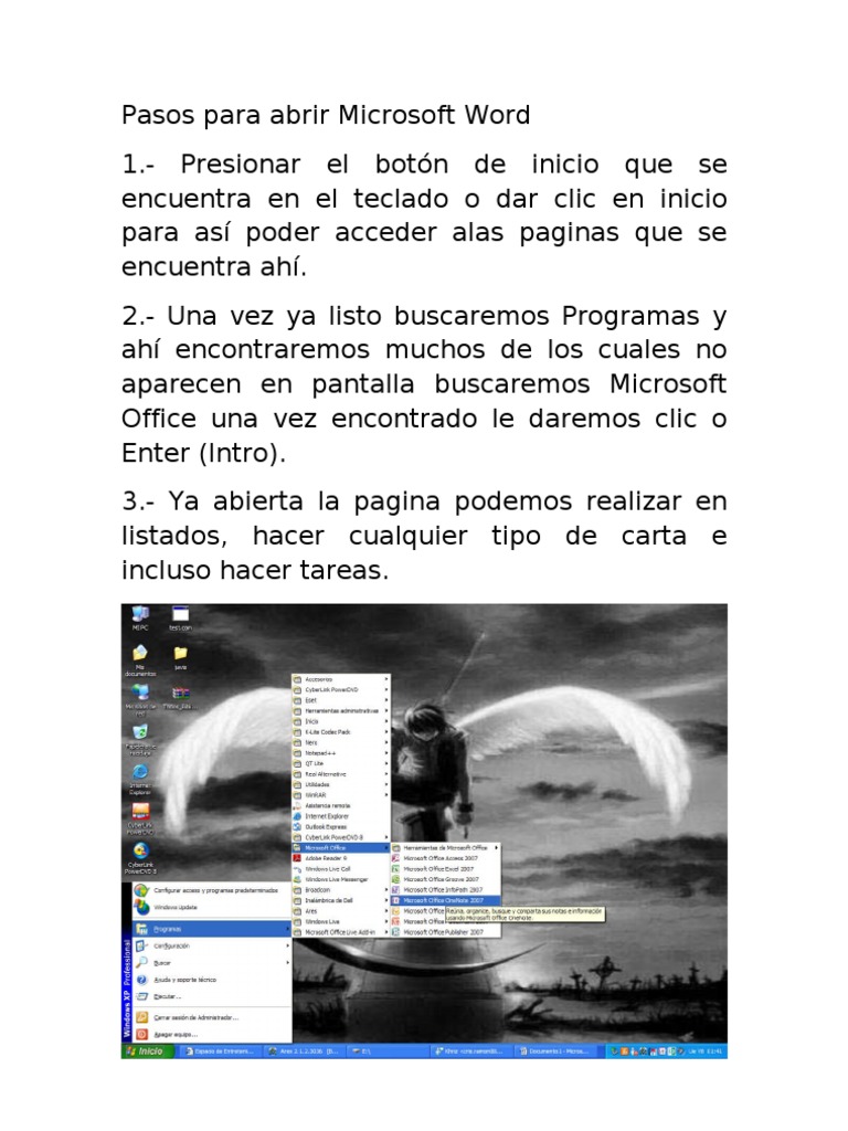 Pasos para Abrir Microsoft Word PDF