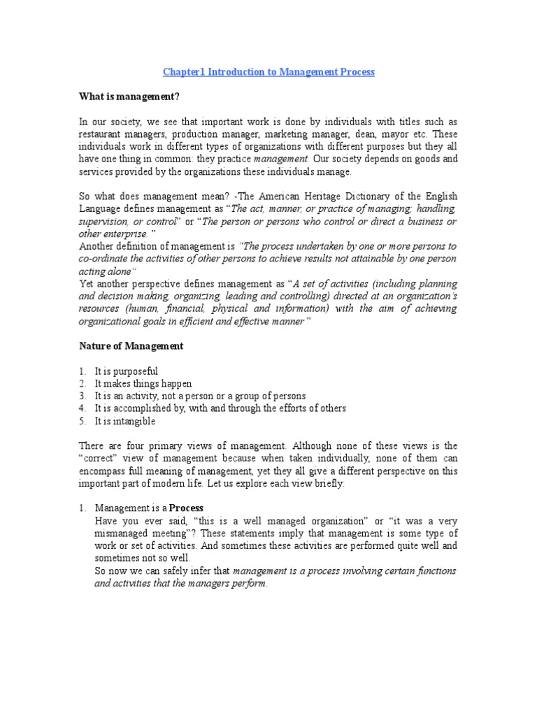 Chapter1 Introduction To Management Process | PDF | Goal | Planning