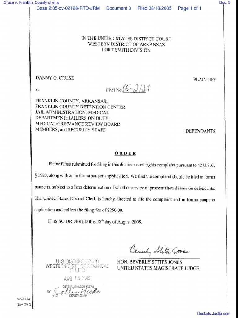 Civil Rights Complaint Filing Order | PDF | Legal Procedure | Legal ...