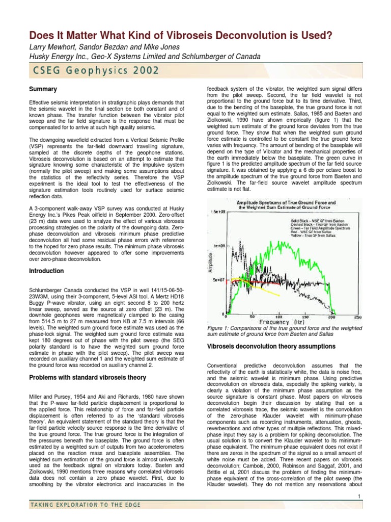 Vibroseis Deconvolution Insights | PDF | Wavelet | Spectral Density