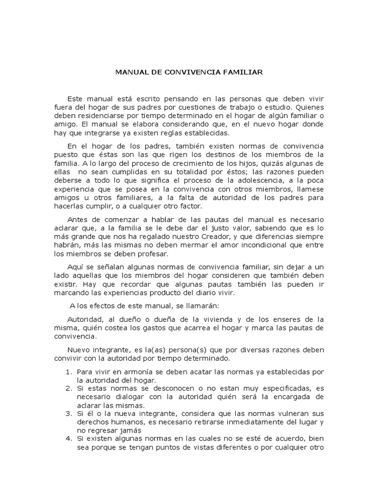 Normas de Convivencia Familiar | PDF | Familia | Conocimiento