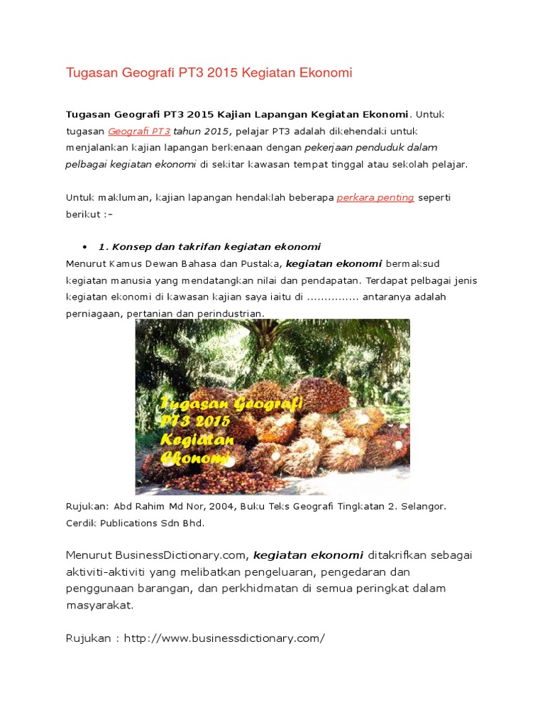 Contoh Kerja Kursus Geografi Pt3 2015 Kegiatan Ekonomi