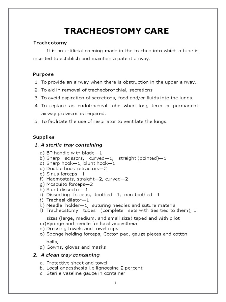 Tracheostomy Care PDF Respiratory Tract Larynx