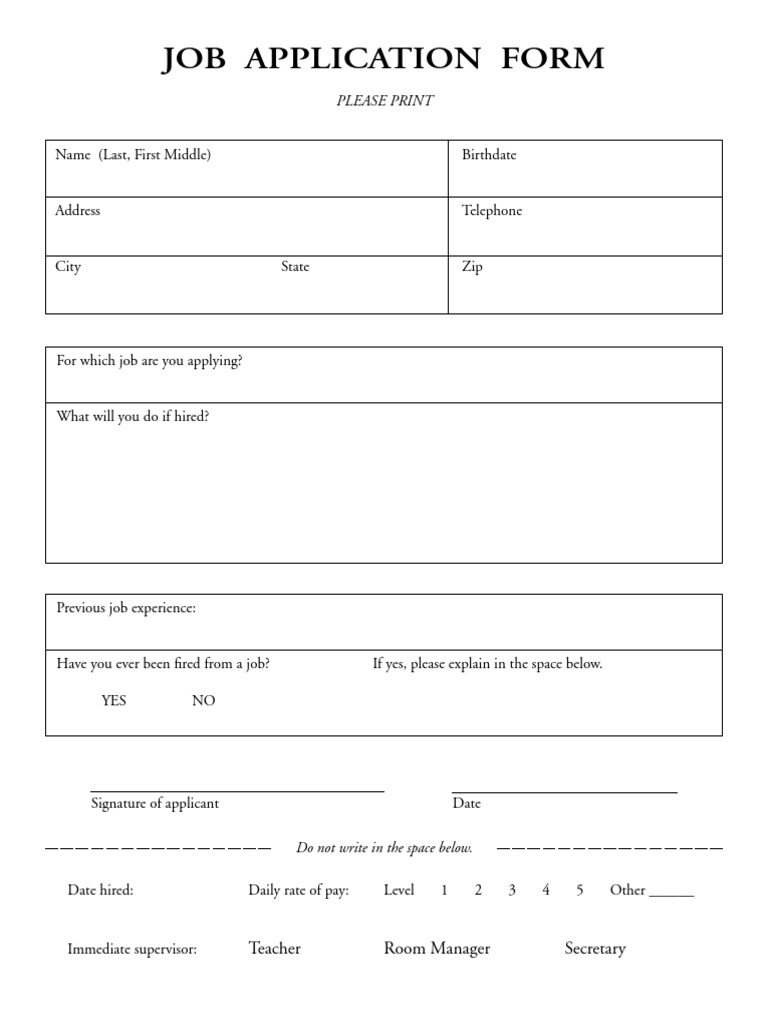 Job Application Form Template | PDF | Career & Growth