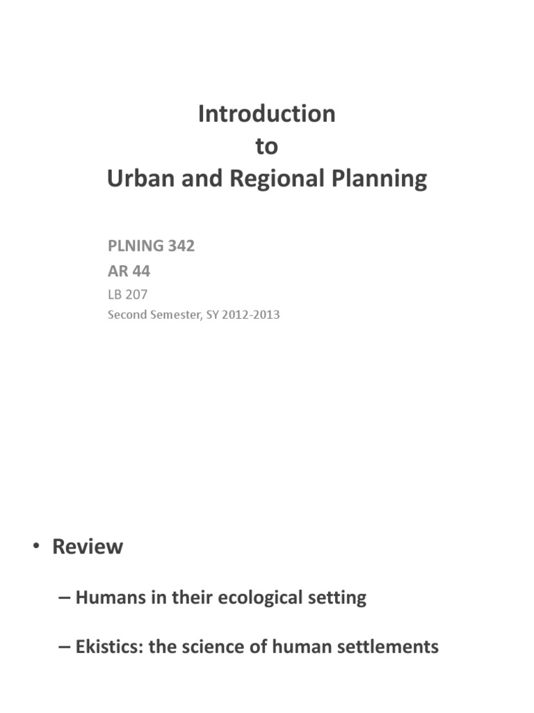 1-Introduction To Urban and Regional Planning | PDF
