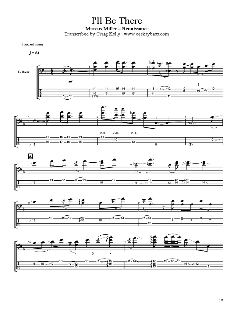 Marcus Miller Ill Be There Transcription