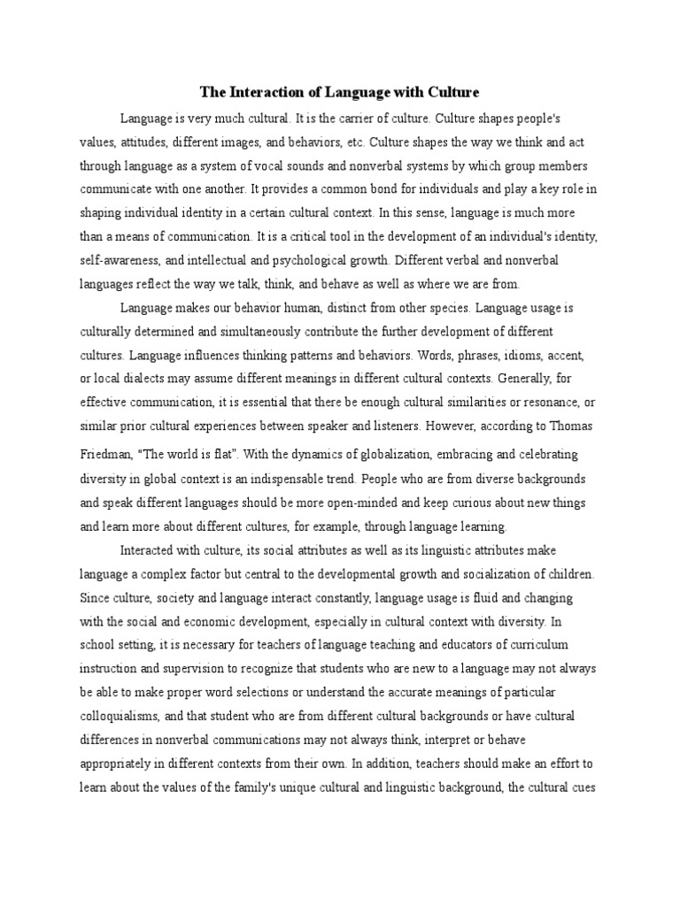 Language and Culture Interaction Insights | PDF | Nonverbal ...