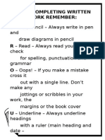 When Completing Written Work Remember: P - Pen/ Pencil - Always Write in Pen