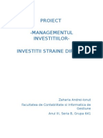 Proiect Investitii Straine Directe