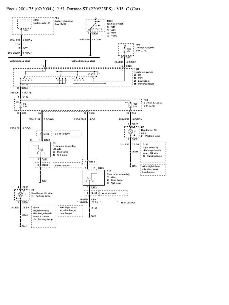 Ford Focus MK2 Headlight Switch Wiring Diagram | Vehicles | Car Body