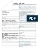 Income and Taxes Notes Worksheet