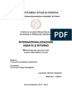 Internazionalizzazione Andata e Ritorno - Mappatura Ed Analisi Di Casi Di Back-Reshoring Italiani