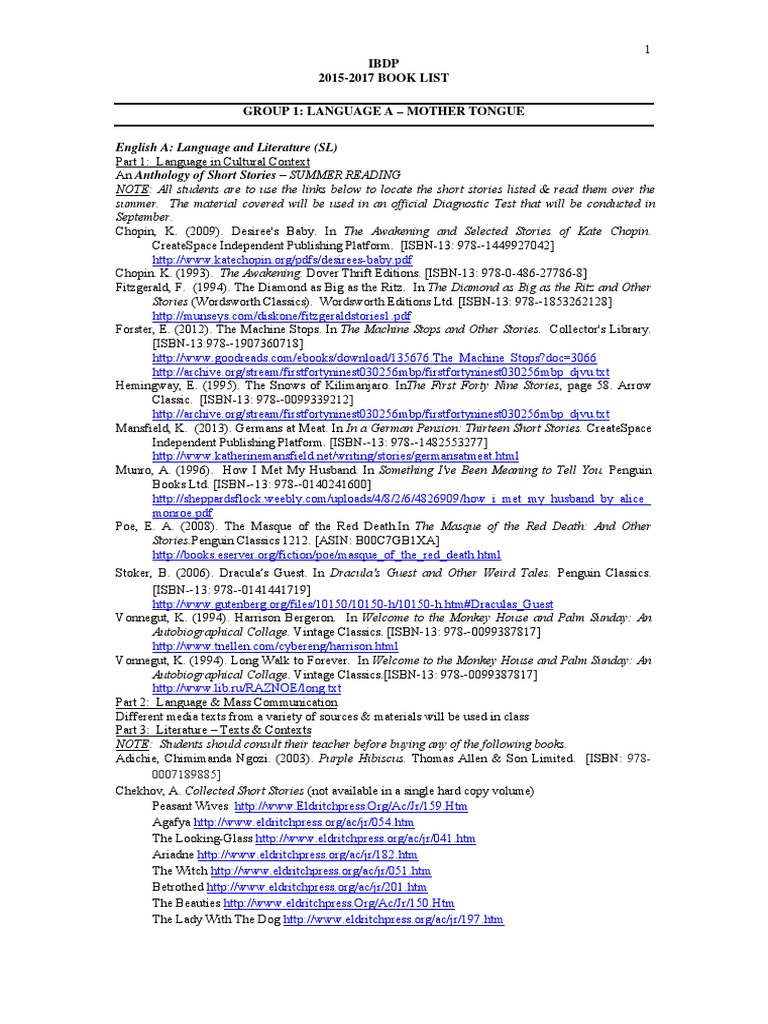 2015 2017 Booklist For IB PDF Schools Books