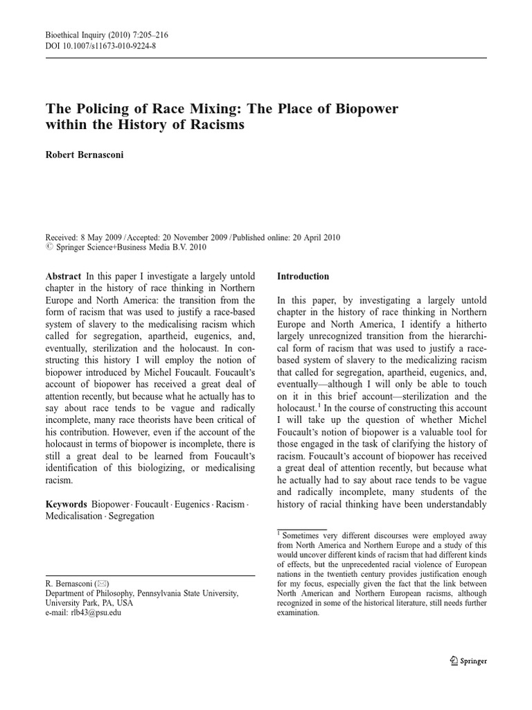 Biopower and the Evolution of Racism | PDF | Race (Human Categorization ...