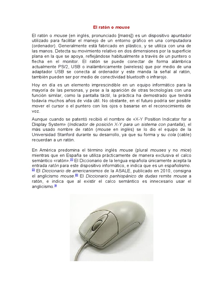 Definición y uso del ratón o mouse | PDF | Informática