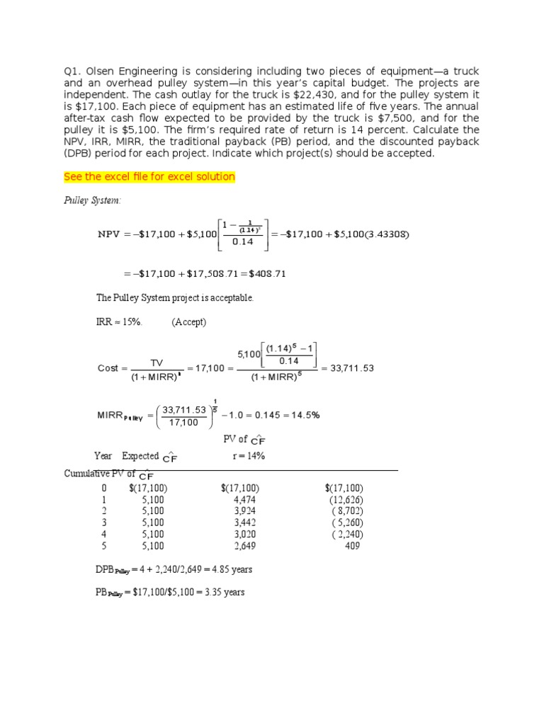 Capital Budgeting Analysis for Equipment | PDF | Internal Rate Of ...