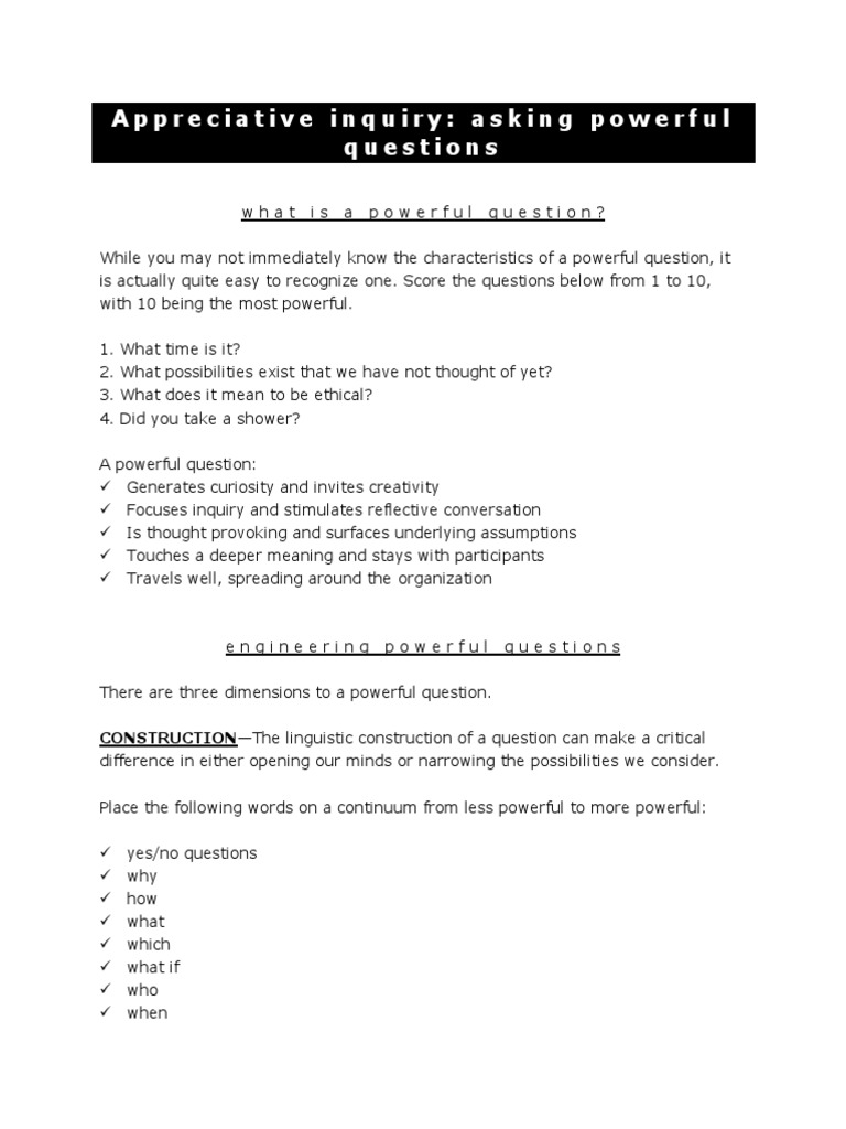 Crafting Powerful Questions for Inquiry | PDF