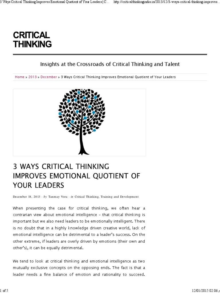 Critical thinking vs emotional thinking image
