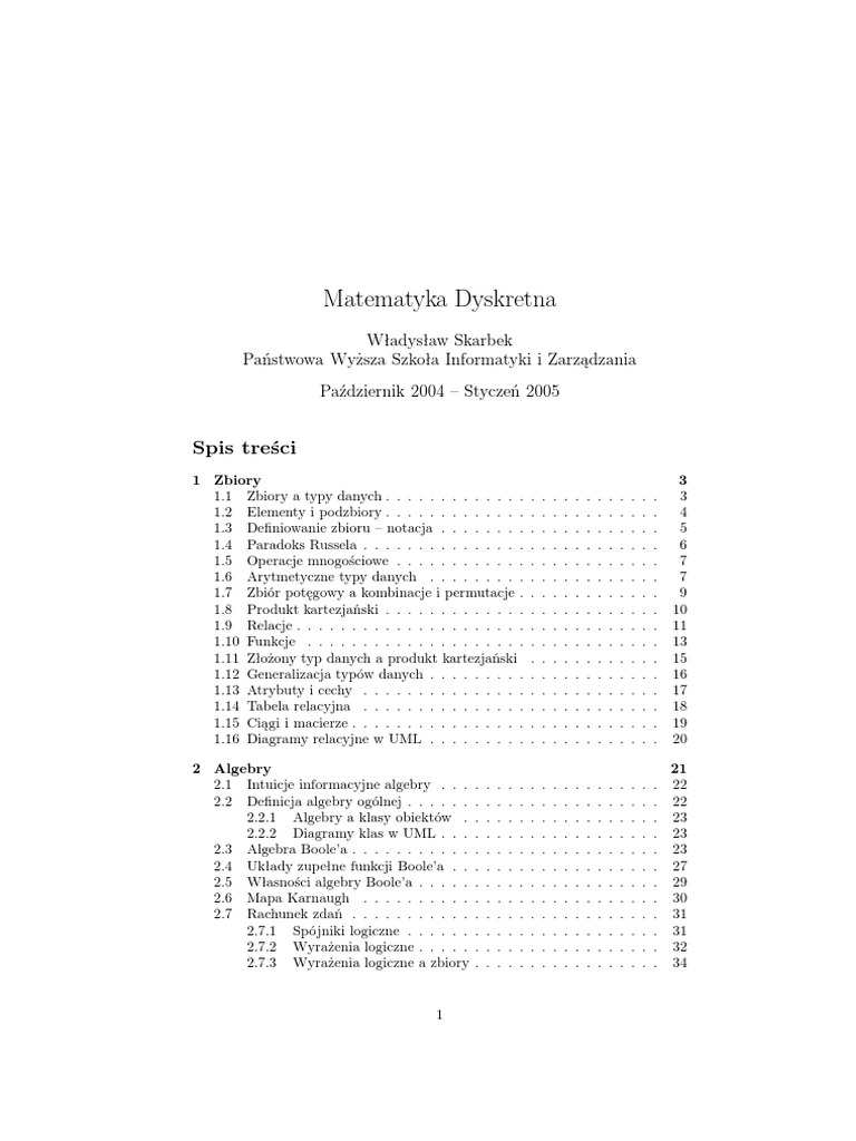 Matematyka Dyskretna Władysław Skarbek Pdf