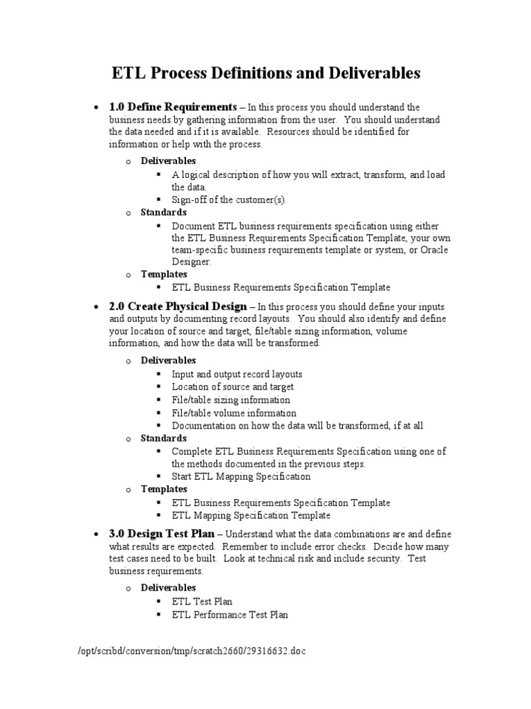 ETL Process Documentation Guide | PDF