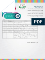 CCALENDÁRIO 4° Ano PROVAS DO 1° BIMESTRE