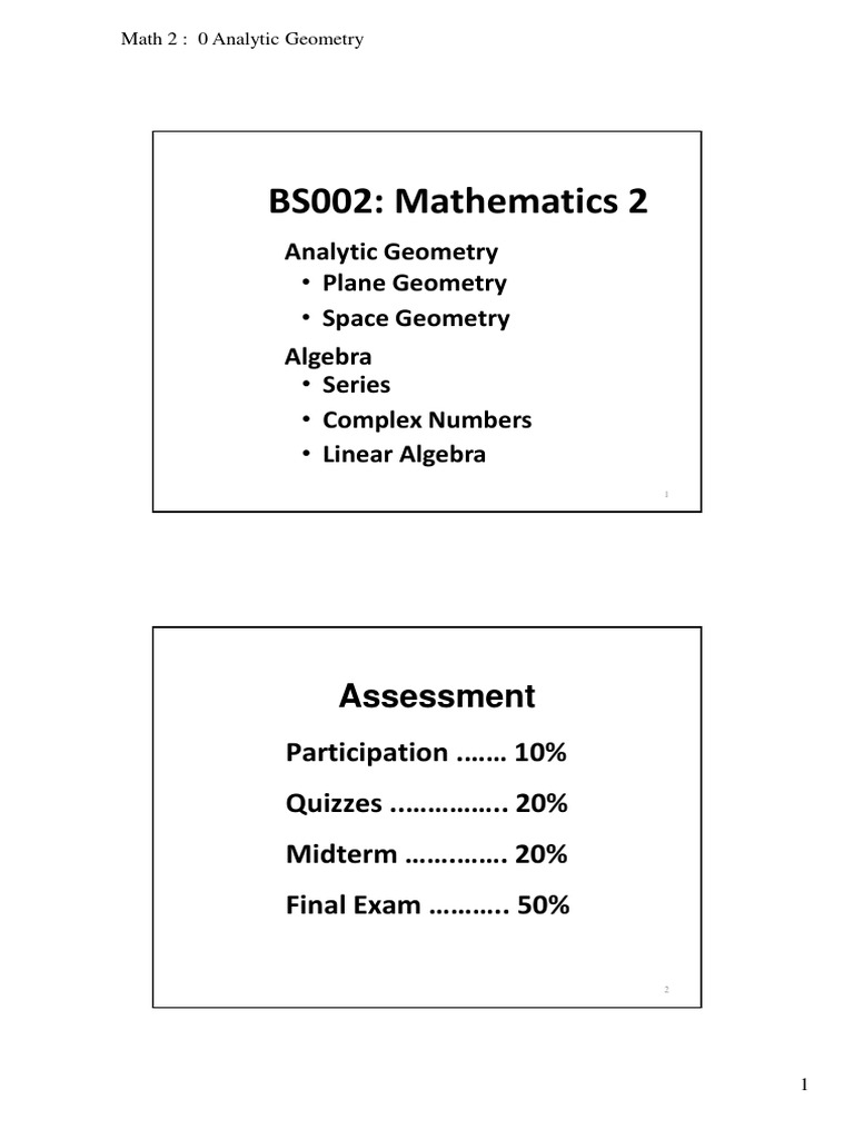 Math 2: Analytic Geometry Overview | PDF