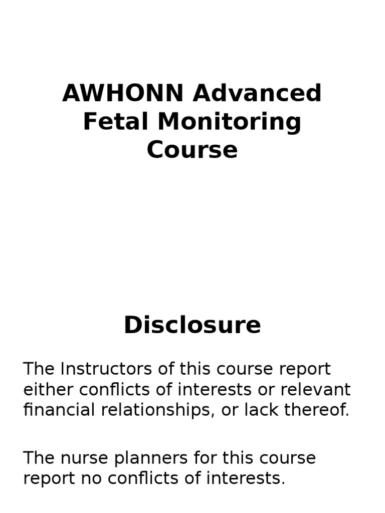 AWHONN Advanced Fetal Monitoring Course Cerebral Palsy Hemoglobin
