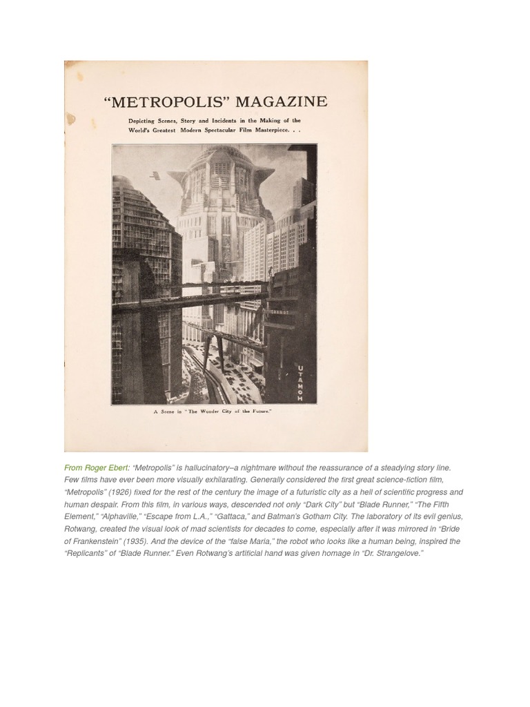 Ebert on Metropolis: A Sci-Fi Legacy | PDF | Young Adult | Classics