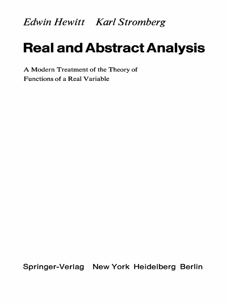 Real and Abstract Analysis (Hewitt) | PDF