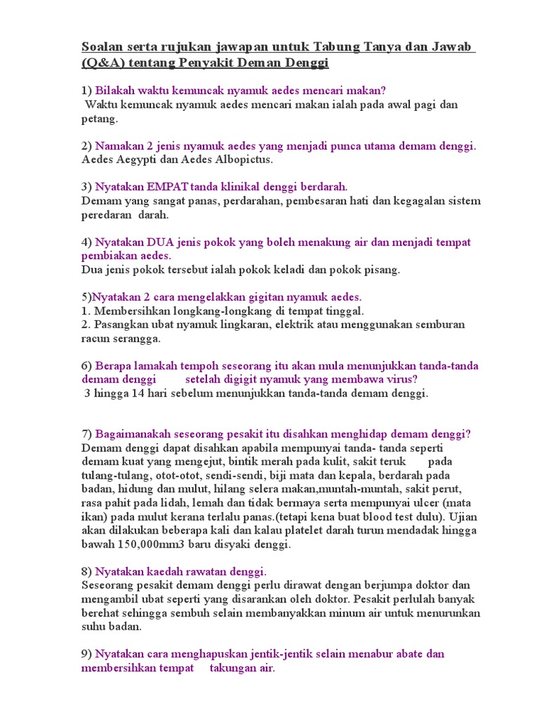Soalan Q A Denggi Pdf