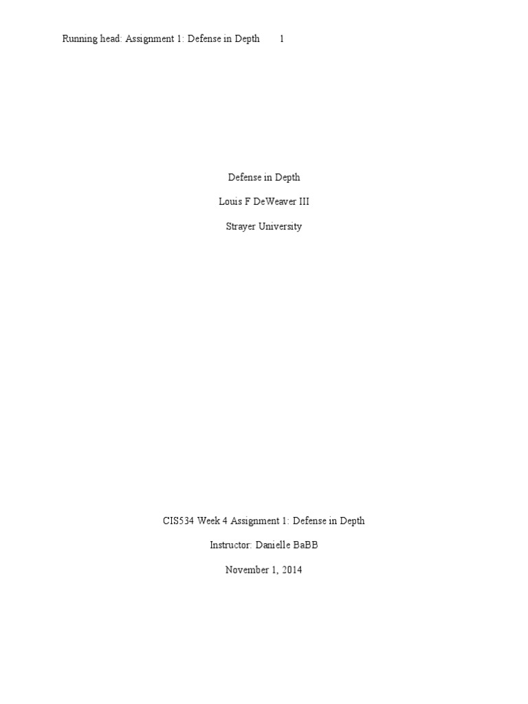 CIS534 Week 4 Assignment 1 - Defense in Depth | PDF