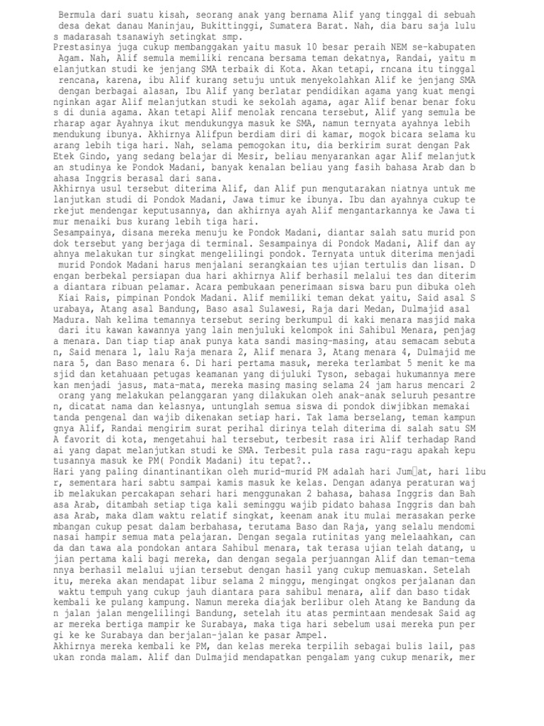 Ringkasan Novel Negeri 5 Menara