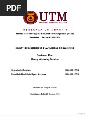 business plan cleaning service
